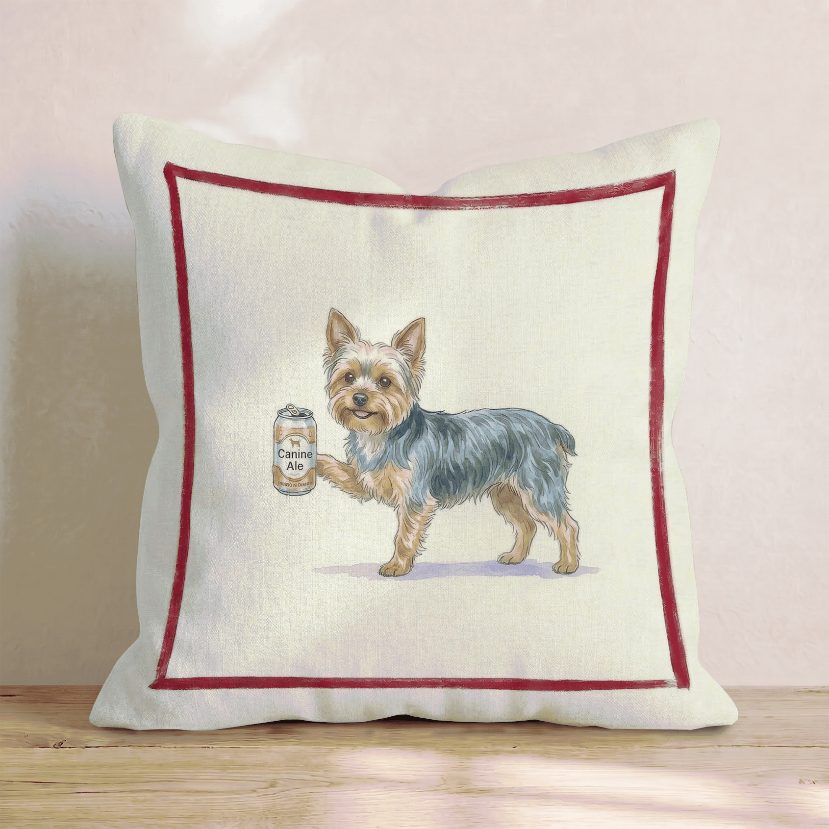 Canine Ale Yorkie Throw Pillow - Hillcroft Home