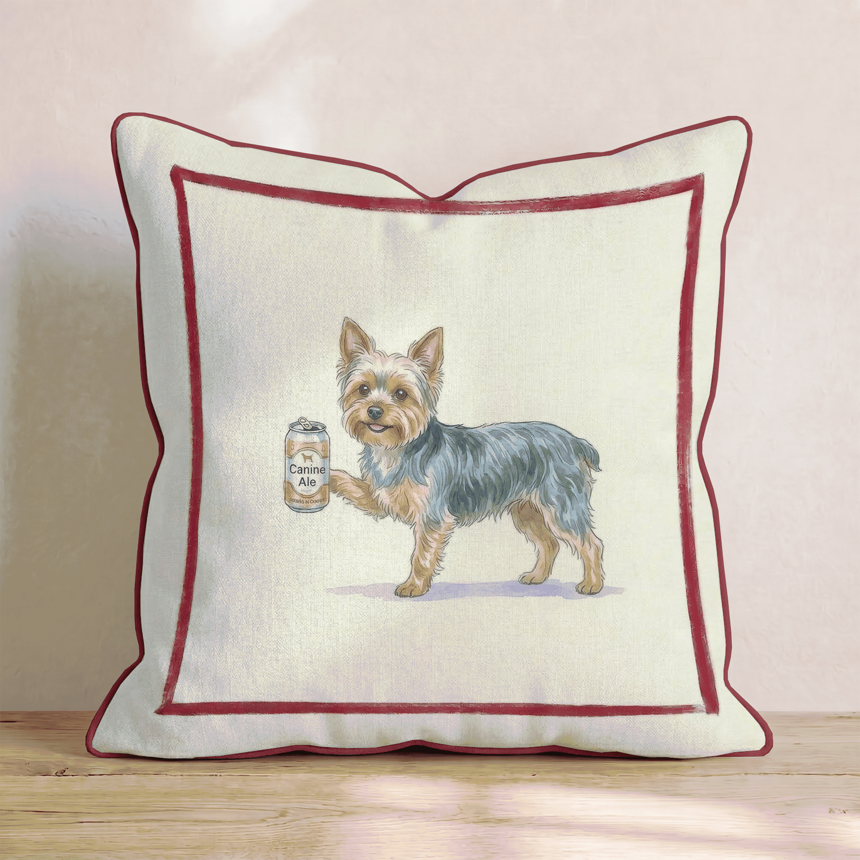 Canine Ale Yorkie Throw Pillow - Hillcroft Home