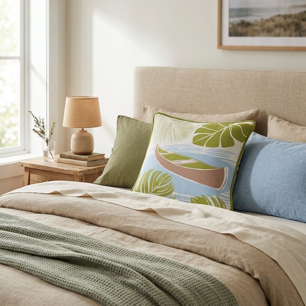 Canoe in the Tropics Throw Pillow - Hillcroft Home