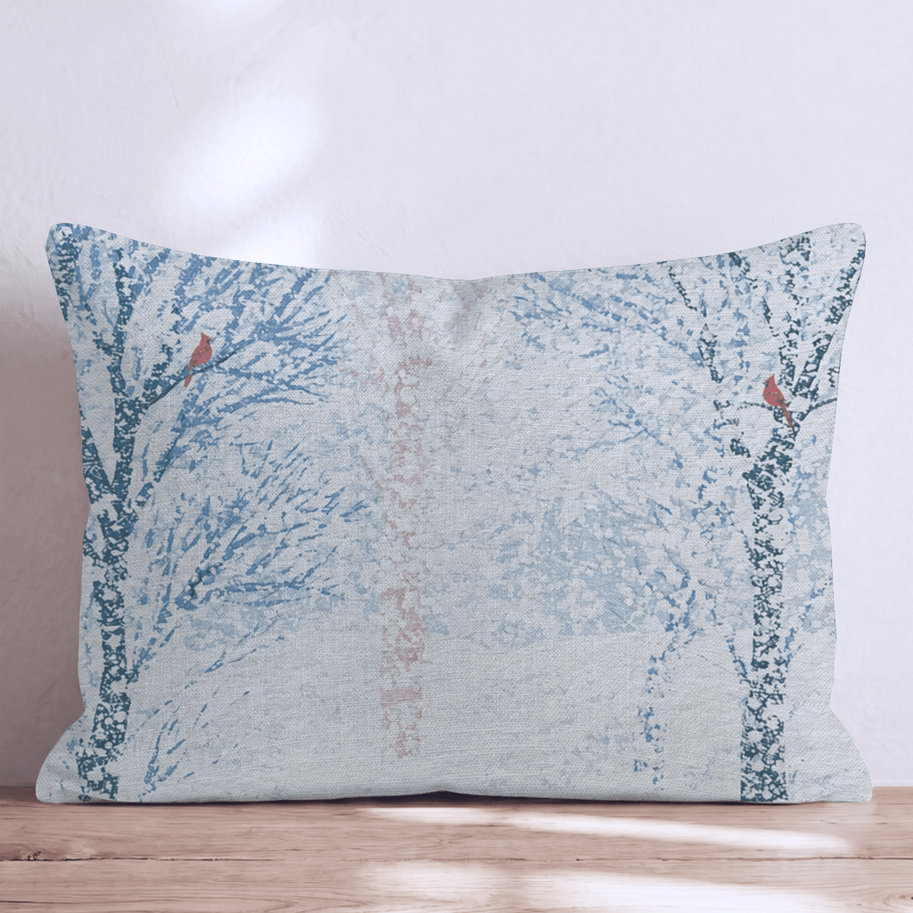 Cardinal in the Blizzard Throw Pillow - Hillcroft Home