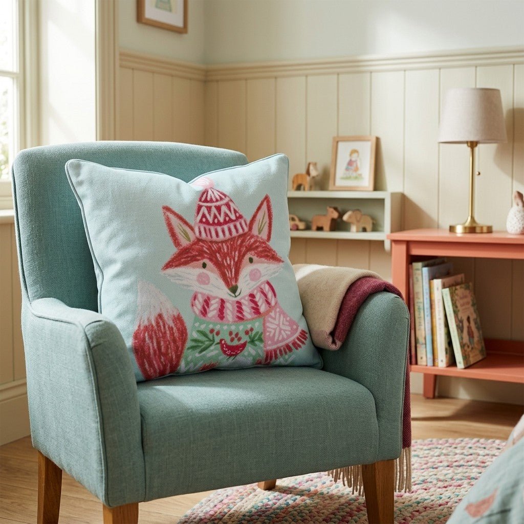Cardinal Sweater Fox Throw Pillow - Hillcroft Home
