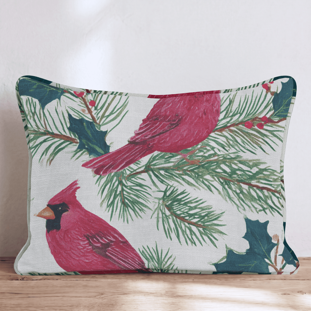 Cardinals and Berries Throw Pillow - Hillcroft Home