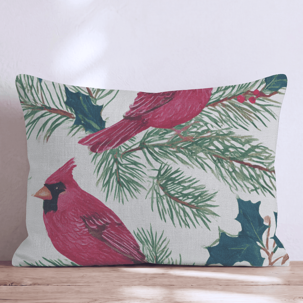 Cardinals and Berries Throw Pillow - Hillcroft Home