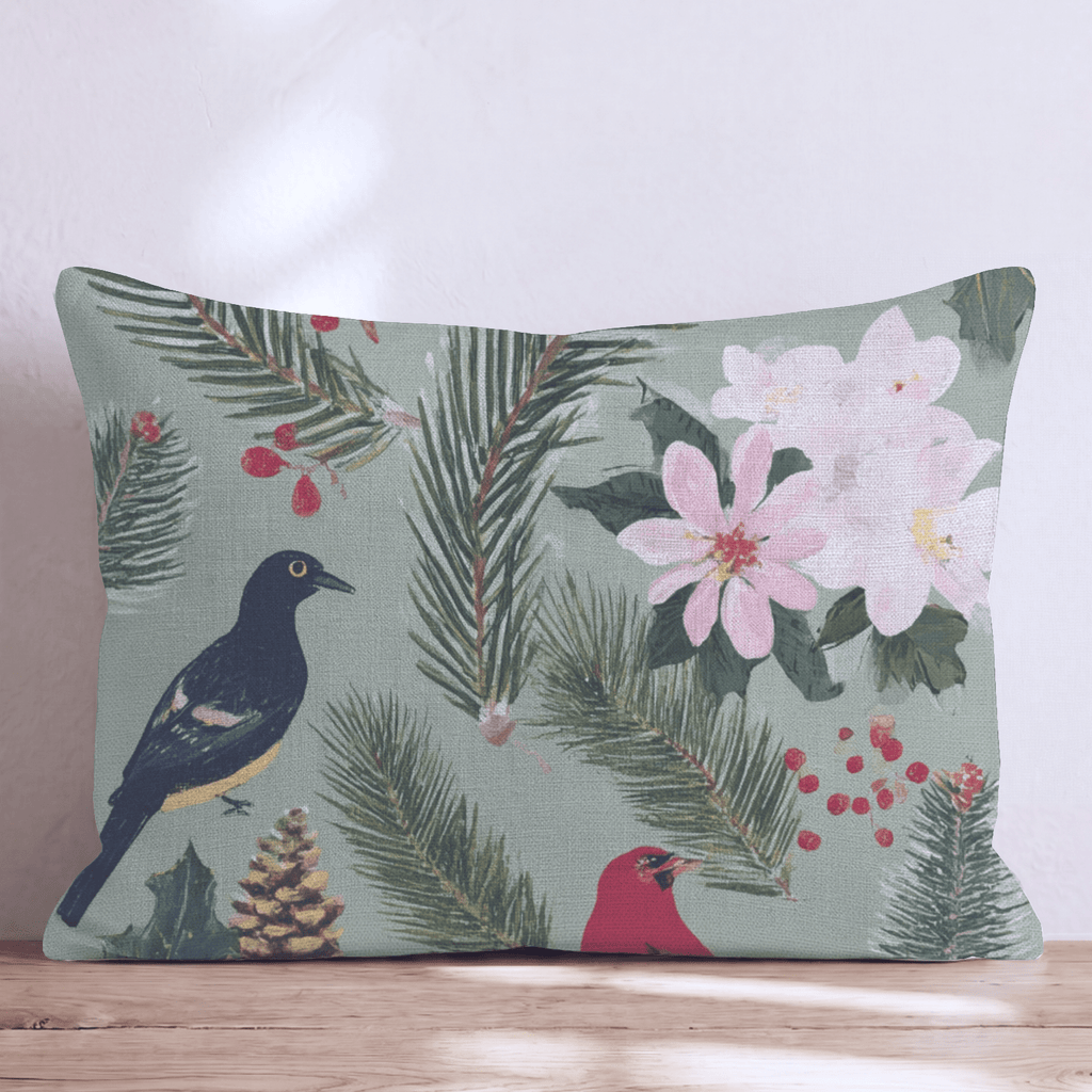 Caroling Birds Throw Pillow - Hillcroft Home