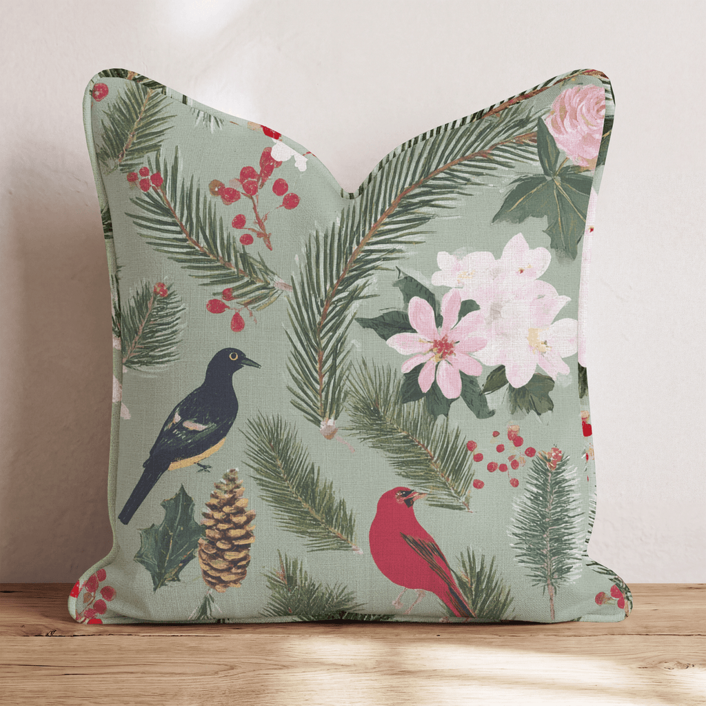 Caroling Birds Throw Pillow - Hillcroft Home
