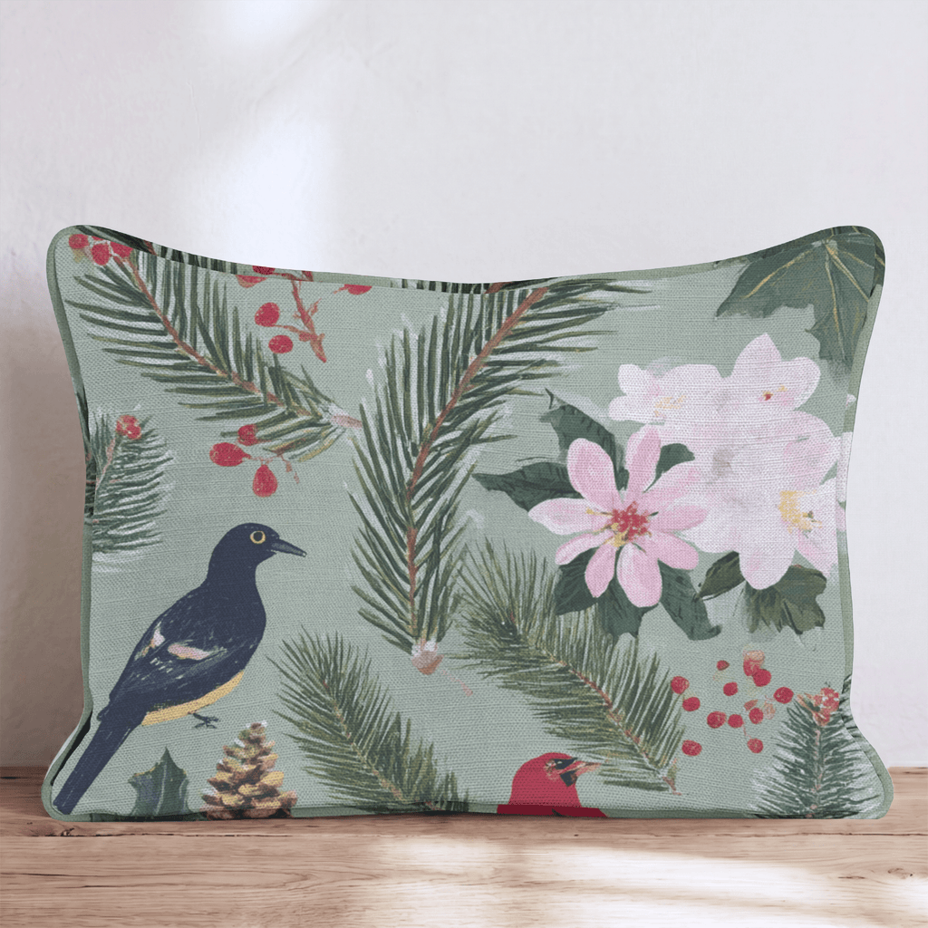 Caroling Birds Throw Pillow - Hillcroft Home