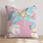 Carousel Ponies Throw Pillow - Hillcroft Home
