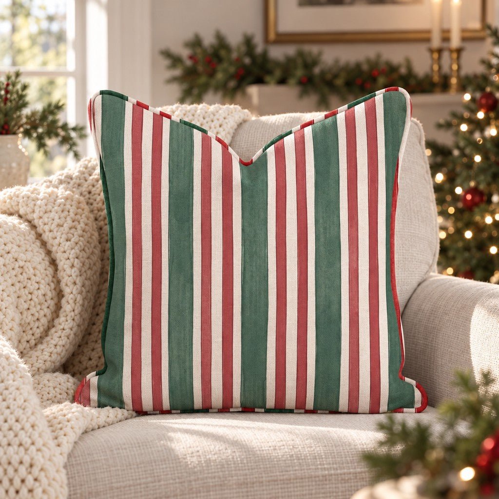 Carousel Stripe Scarlett Throw Pillow throw pillow - Hillcroft Home
