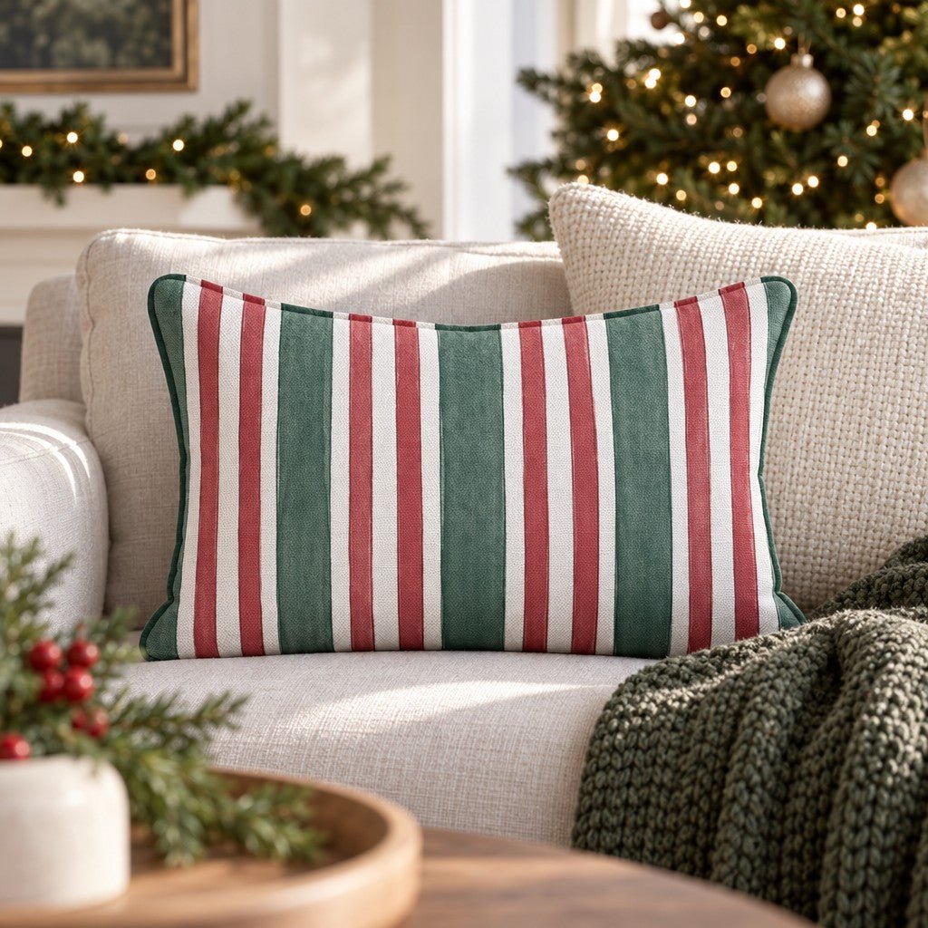 Carousel Stripe Scarlett Throw Pillow throw pillow - Hillcroft Home
