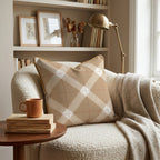 Cashmere Camel Plaid Throw Pillow - Hillcroft Home