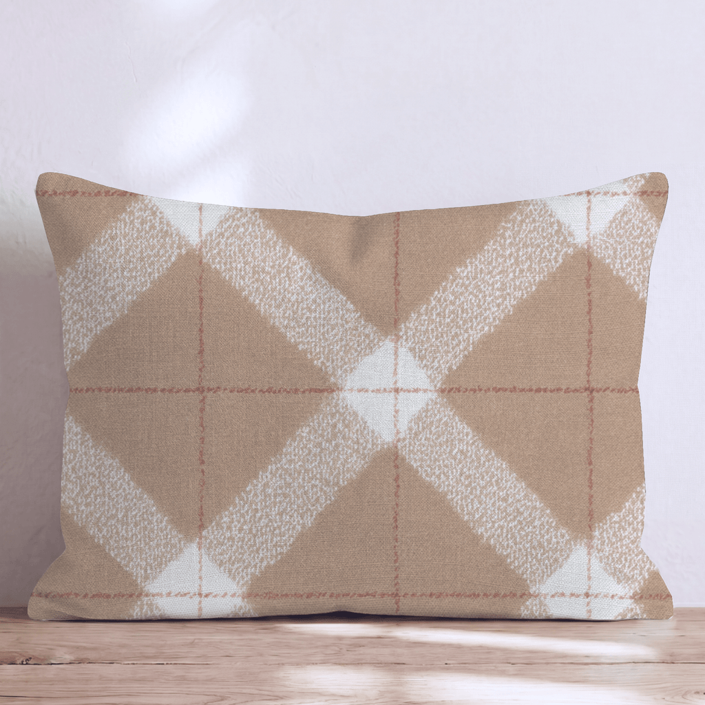 Cashmere Camel Plaid Throw Pillow - Hillcroft Home