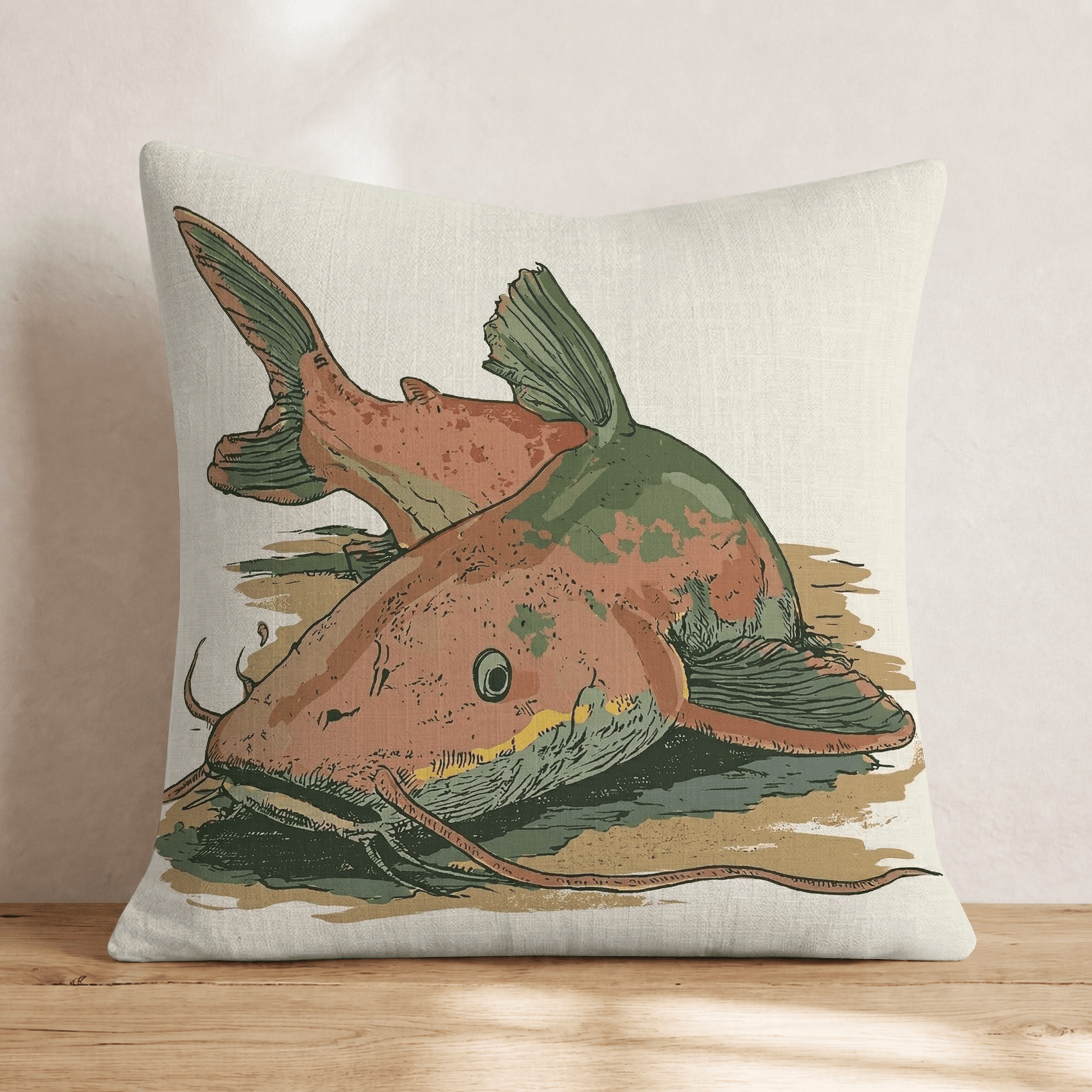 Catfish on Shore Throw Pillow - Hillcroft Home
