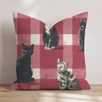 Cats on Picnic Gingham Throw Pillow - Hillcroft Home