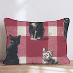Cats on Picnic Gingham Throw Pillow - Hillcroft Home