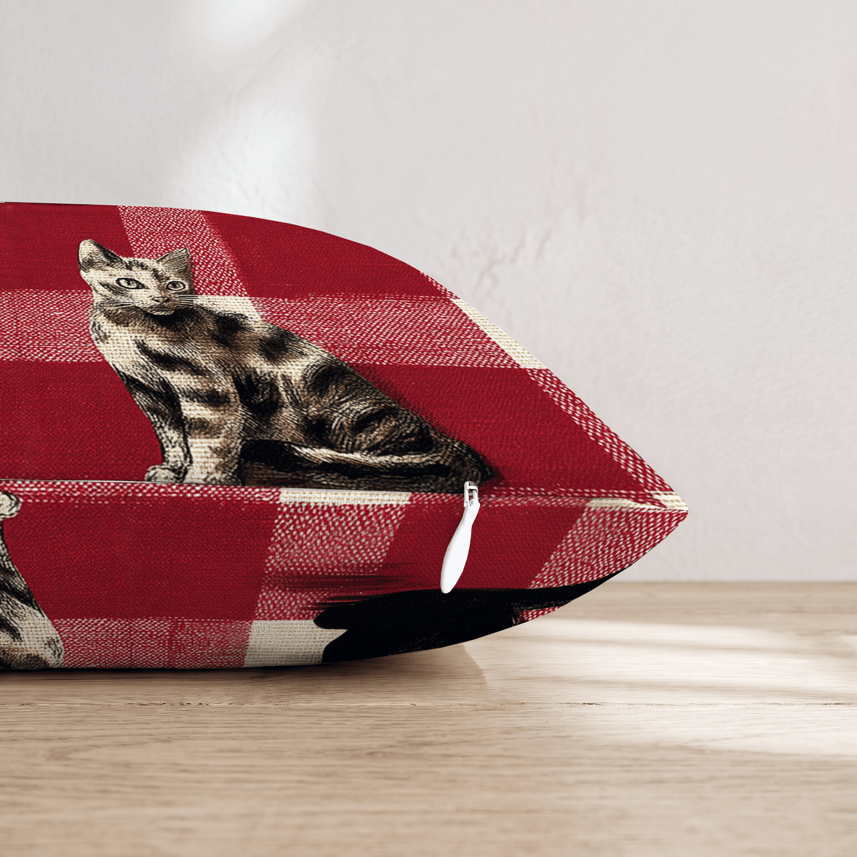 Cats on Picnic Gingham Throw Pillow - Hillcroft Home