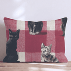Cats on Picnic Gingham Throw Pillow - Hillcroft Home