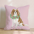 Cavalier King Charles Spanie Berry Wreath Throw Pillow - Hillcroft Home
