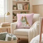 Cavalier King Charles Spanie Berry Wreath Throw Pillow - Hillcroft Home