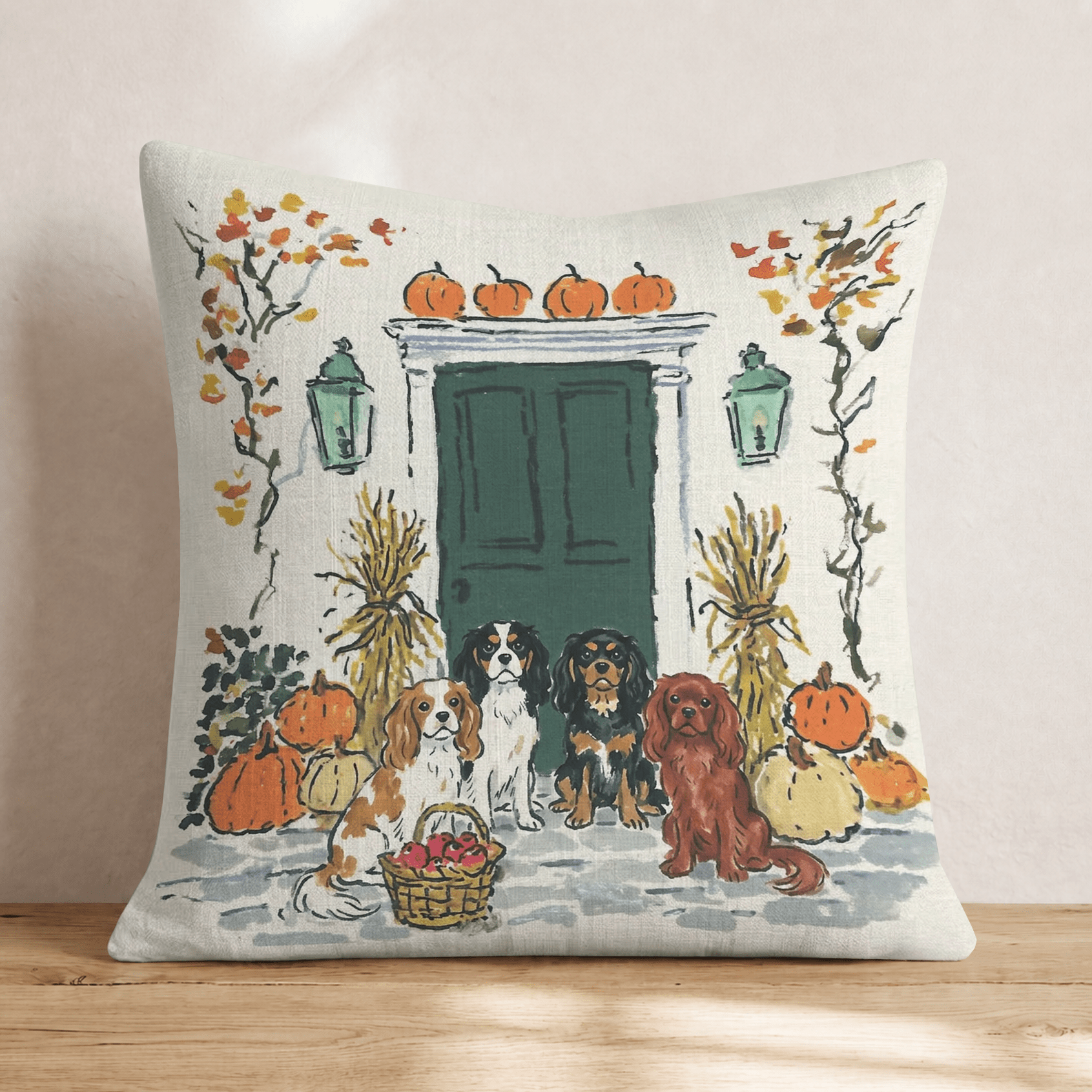 Cavalier King Charles Spaniel Autumn Wander Throw Pillow - Hillcroft Home