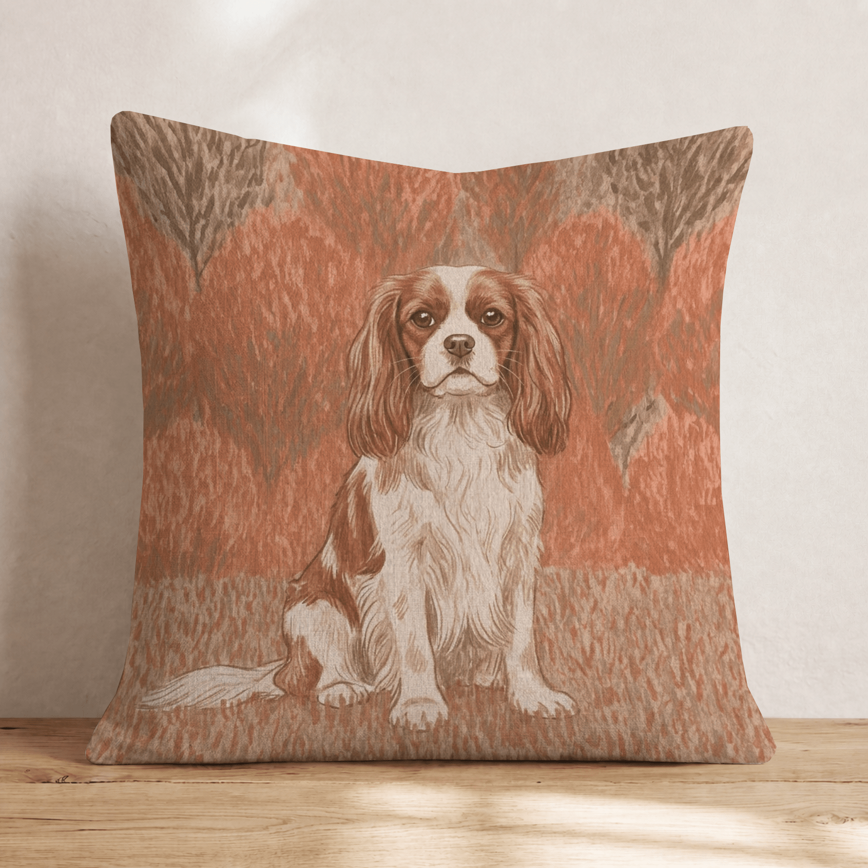 Cavalier King Charles Spaniel City Fall Stroll Throw Pillow - Hillcroft Home