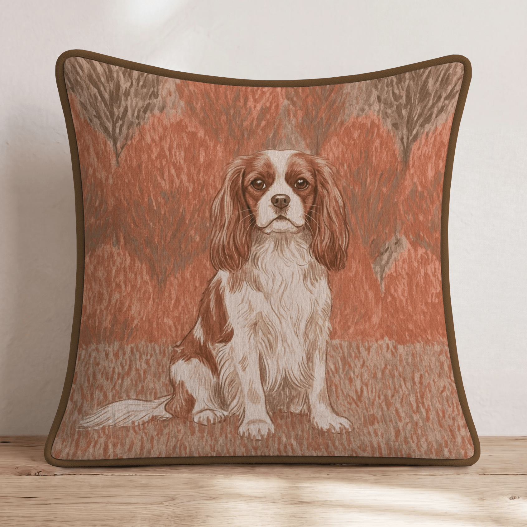 Cavalier King Charles Spaniel City Fall Stroll Throw Pillow - Hillcroft Home
