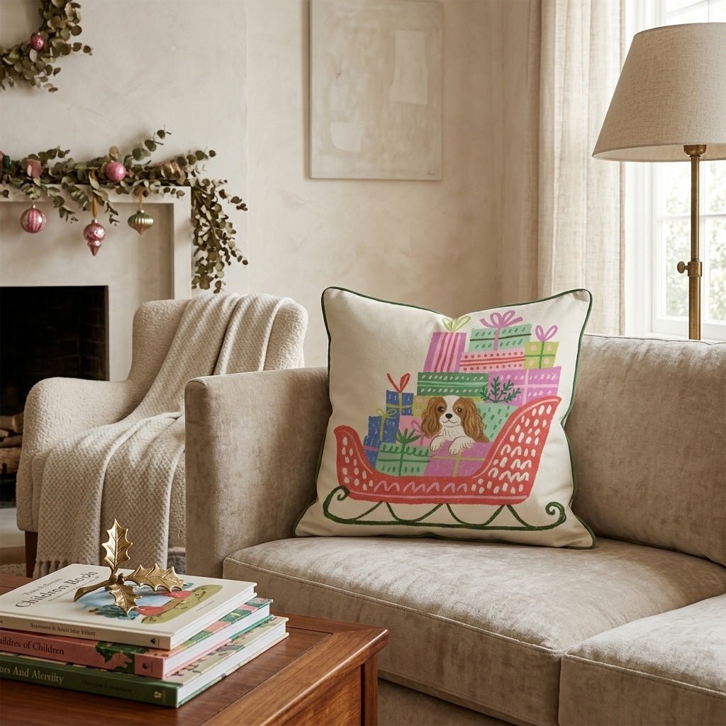 Cavalier King Charles Spaniel Gift Sleigh Throw Pillow - Hillcroft Home