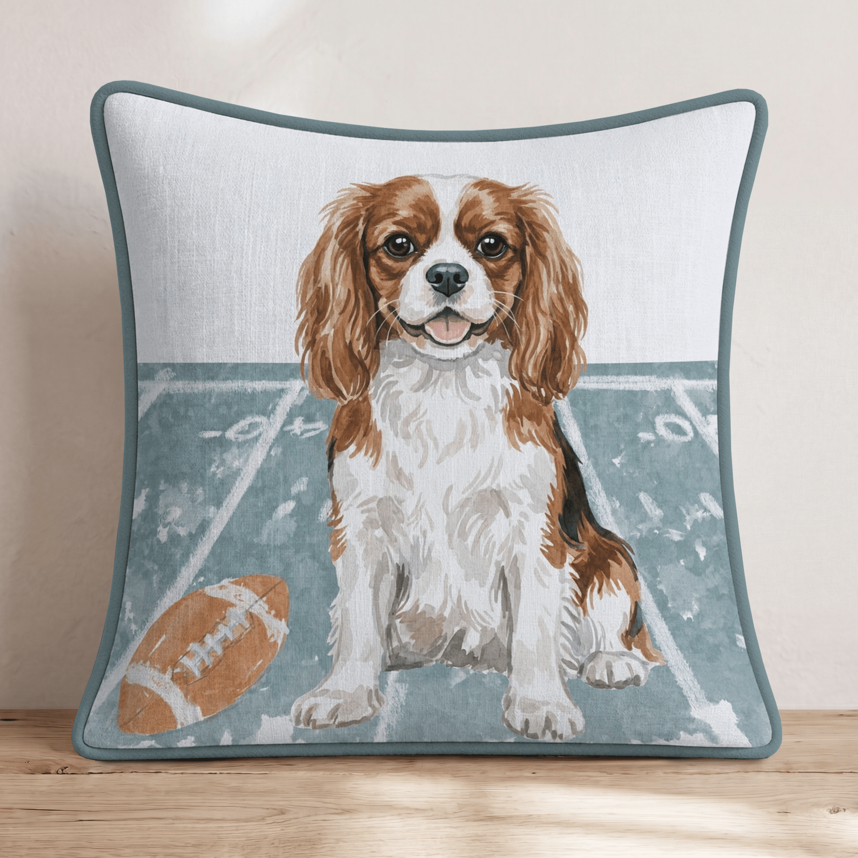 Cavalier King Charles Spaniel Gridiron Hero Throw Pillow - Hillcroft Home