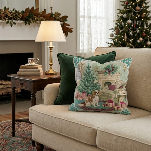 Cavalier King Charles Spaniel Holly Parlor Throw Pillow - Hillcroft Home
