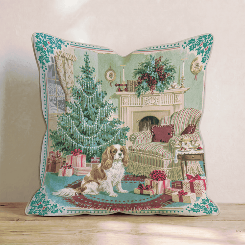 Cavalier King Charles Spaniel Holly Parlor Throw Pillow - Hillcroft Home