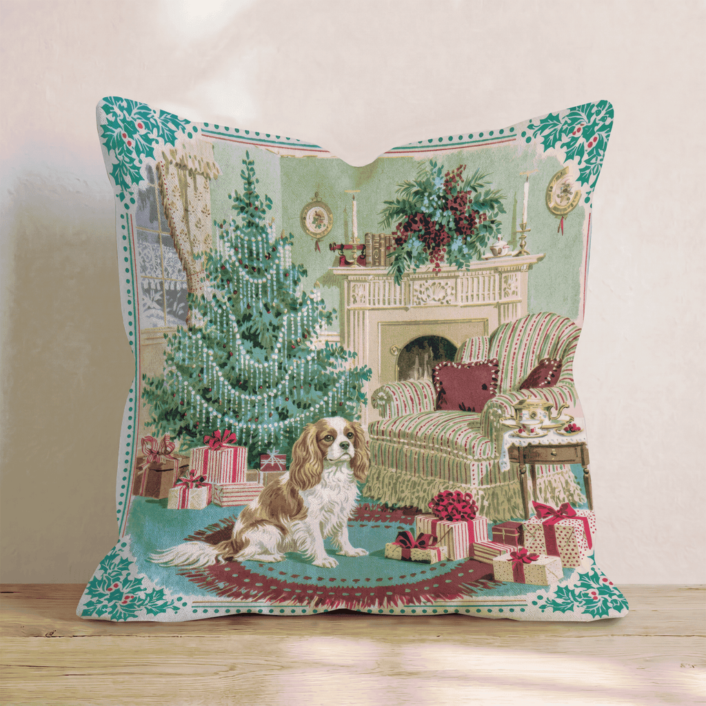 Cavalier King Charles Spaniel Holly Parlor Throw Pillow - Hillcroft Home