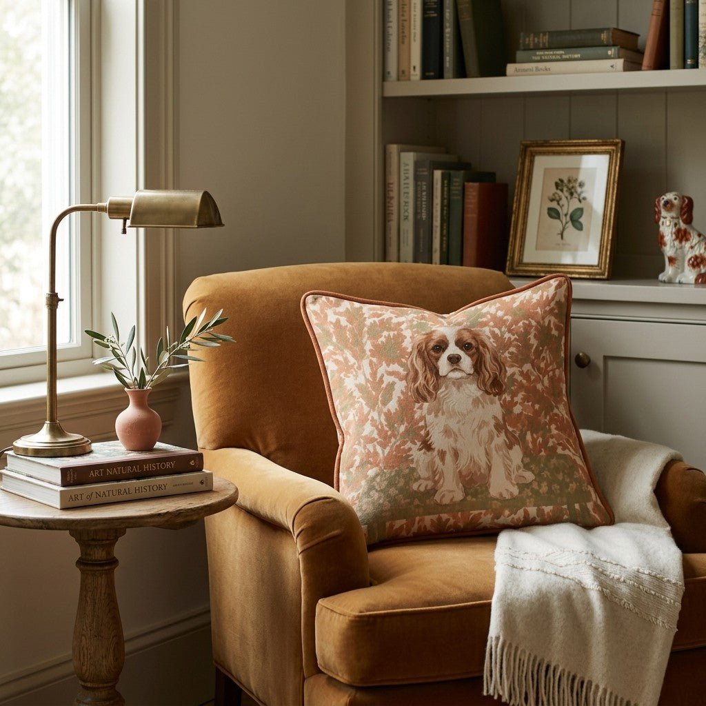 Cavalier King Charles Spaniel NYC Fall Afternoon Throw Pillow - Hillcroft Home