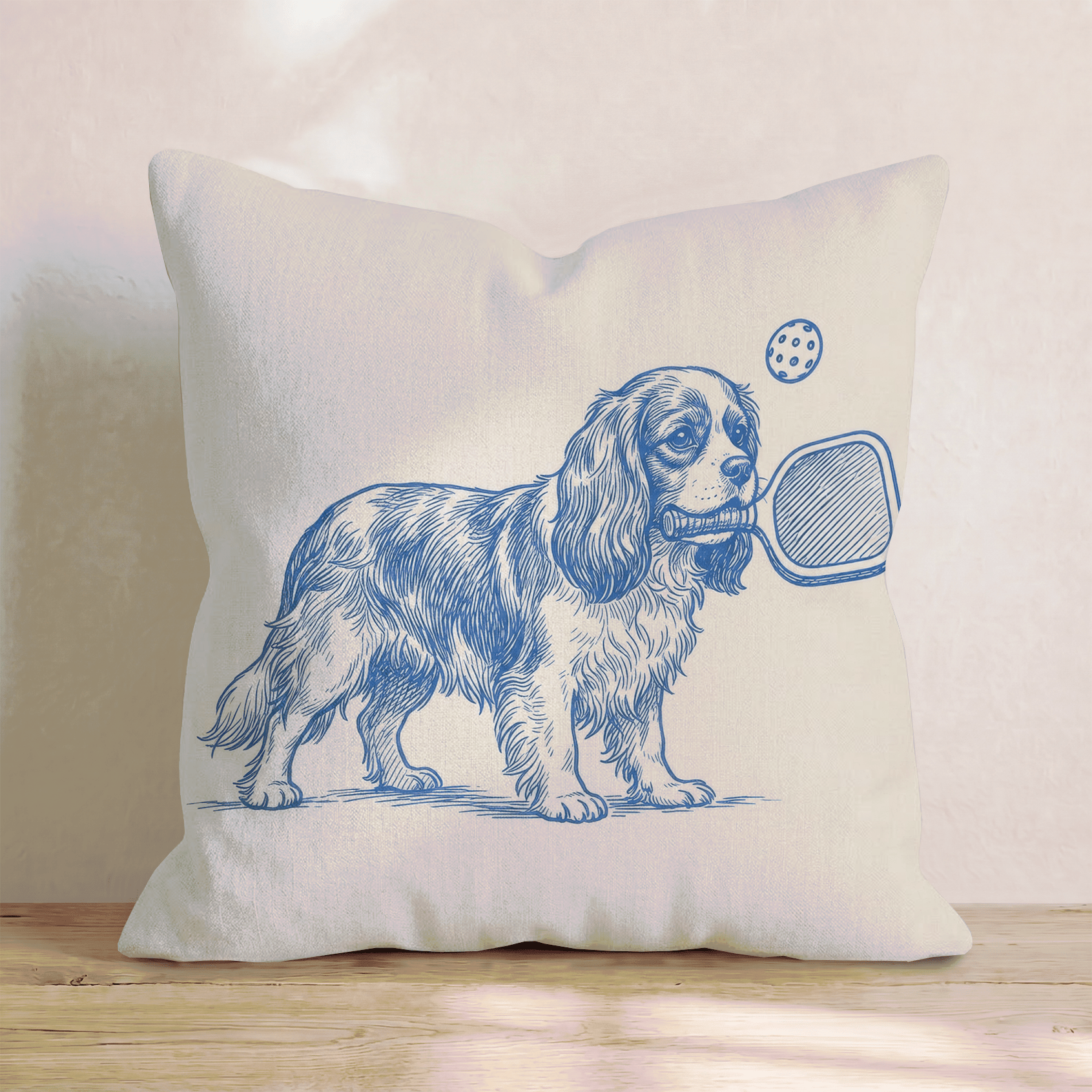 Cavalier King Charles Spaniel Pickleball Throw Pillow - Hillcroft Home