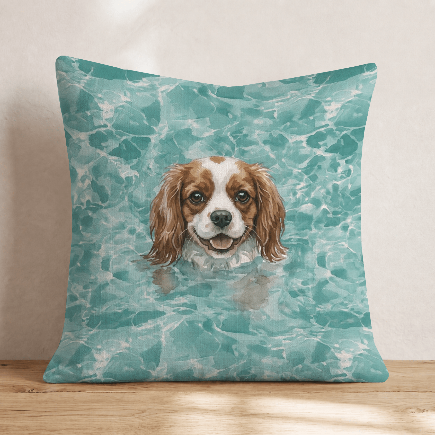 Cavalier King Charles Spaniel Pool Day Throw Pillow - Hillcroft Home