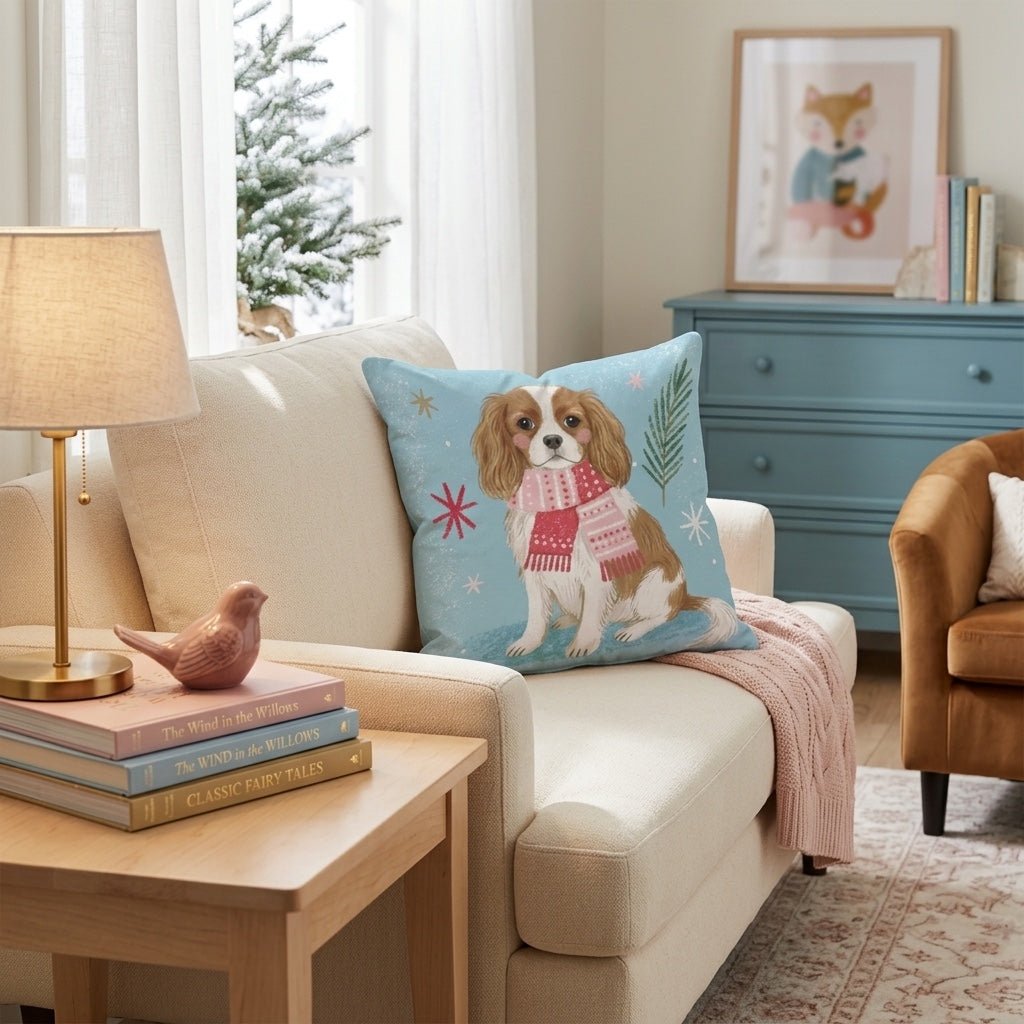 Cavalier King Charles Spaniel Scarf Throw Pillow - Hillcroft Home