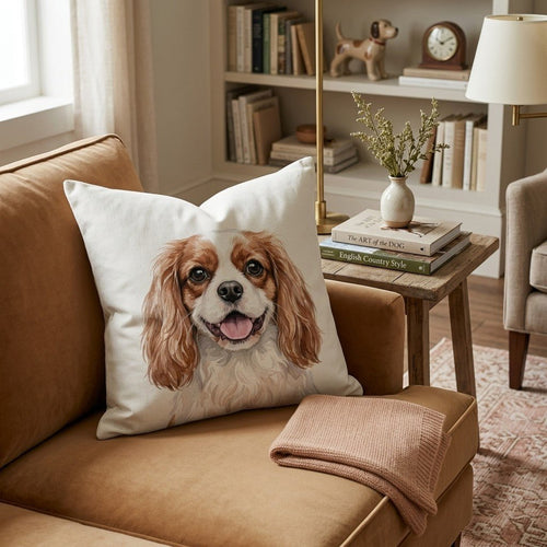 Cavalier King Charles Spaniel School Photo Throw Pillow - Hillcroft Home