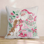 Cavalier King Charles Spaniel with Santa Throw Pillow - Hillcroft Home