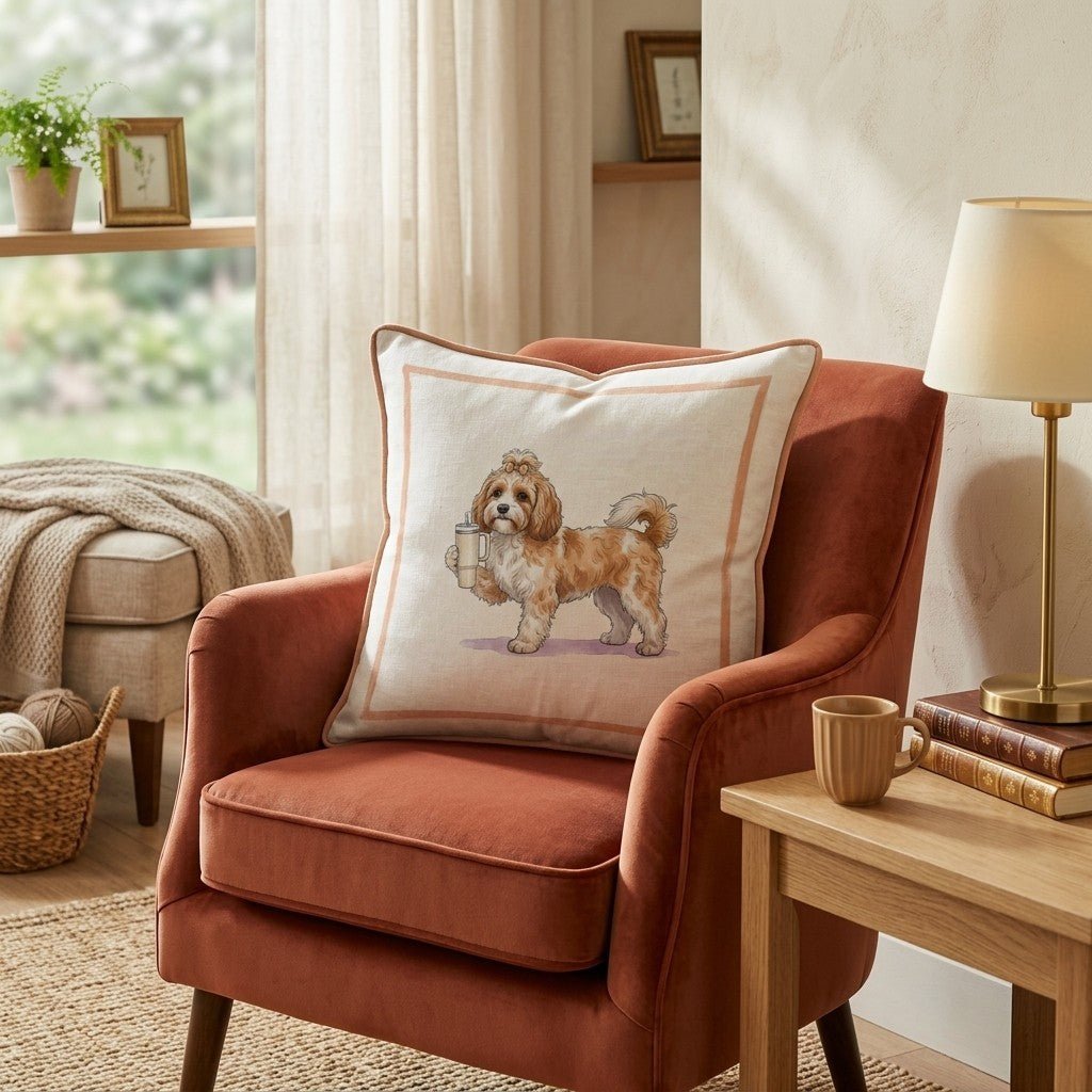 Cavapoo Tumbler Throw Pillow - Hillcroft Home