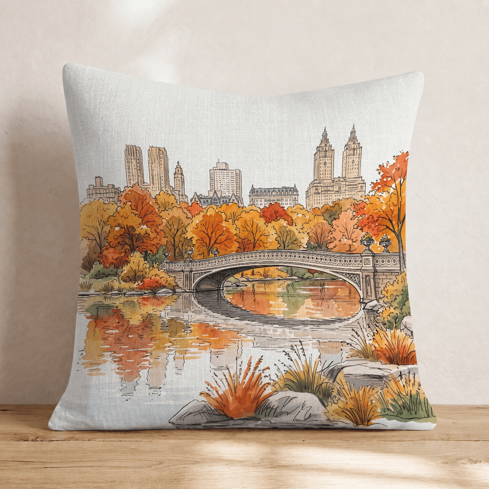 Central Park in Fall Throw Pillow - Hillcroft Home