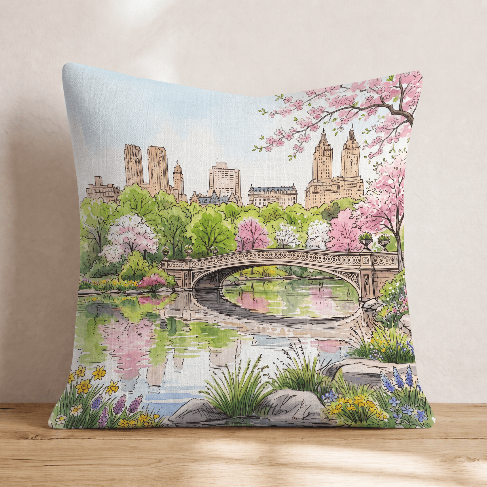 Central Park in Spring Throw Pillow - Hillcroft Home