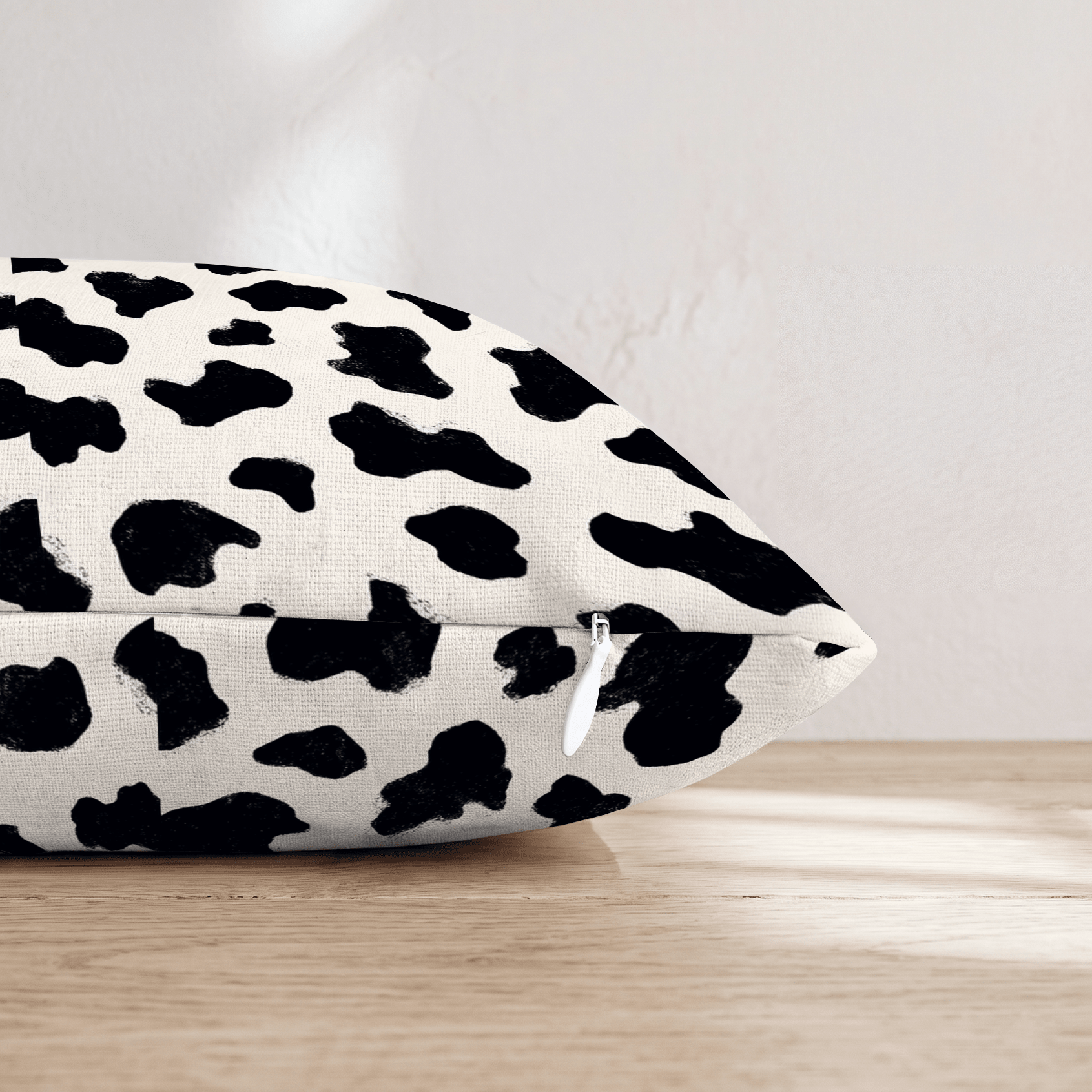 Chalk Cow Cream Throw Pillow - Hillcroft Home