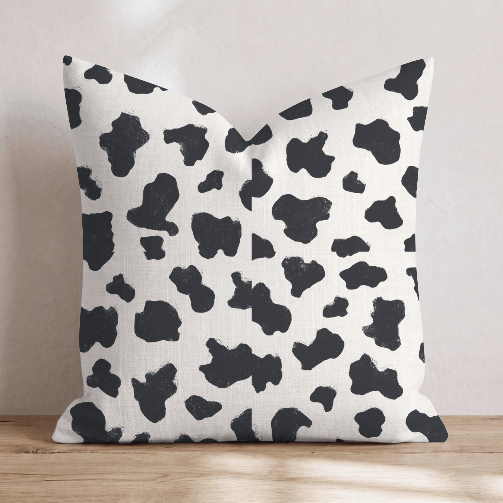 Chalk Cow Cream Throw Pillow - Hillcroft Home