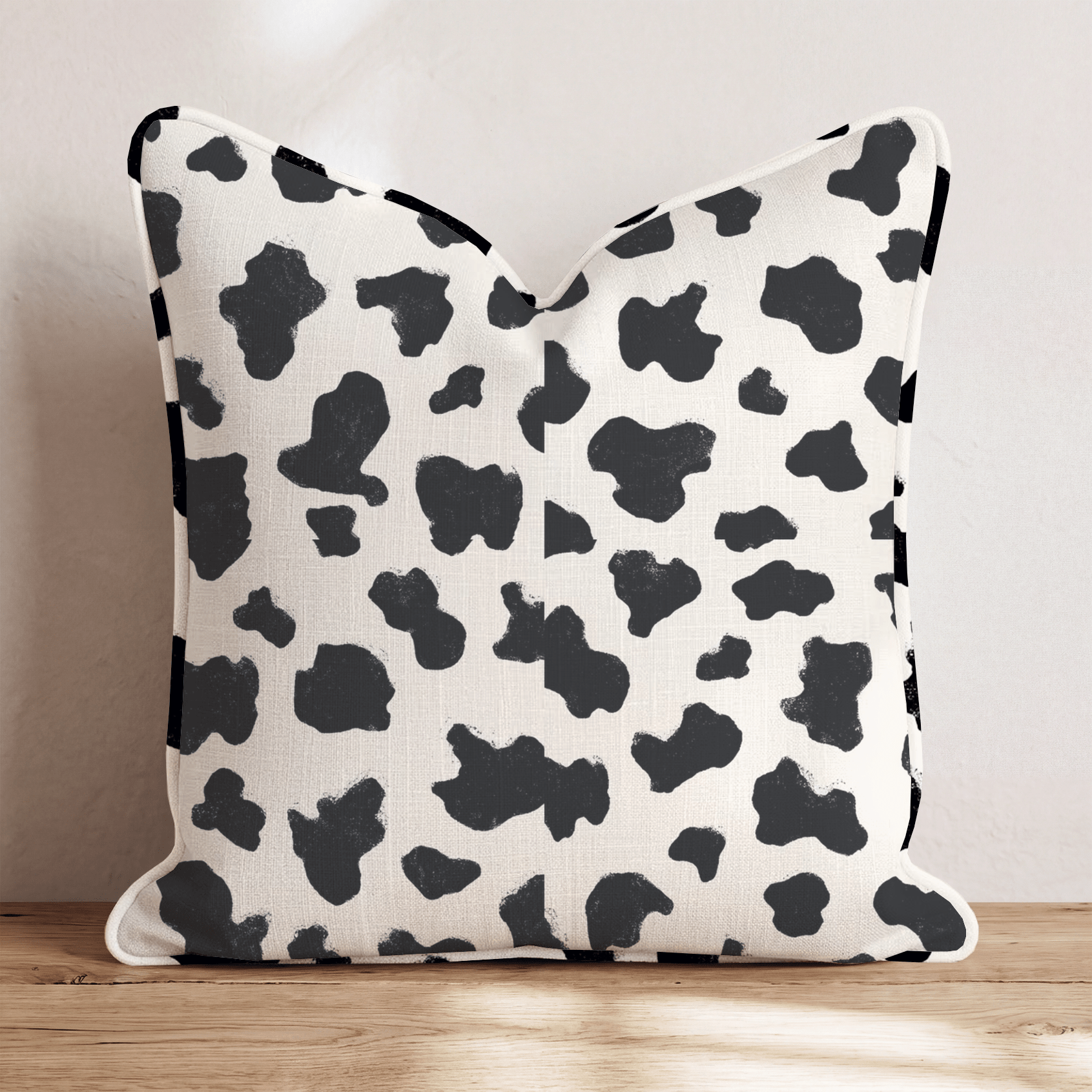 Chalk Cow Cream Throw Pillow - Hillcroft Home