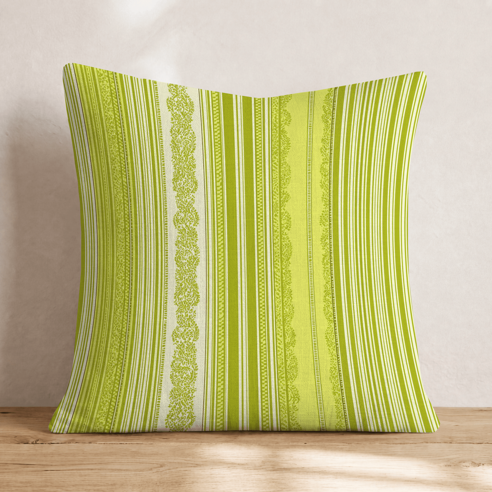 Chartreuse Stripes Throw Pillow - Hillcroft Home