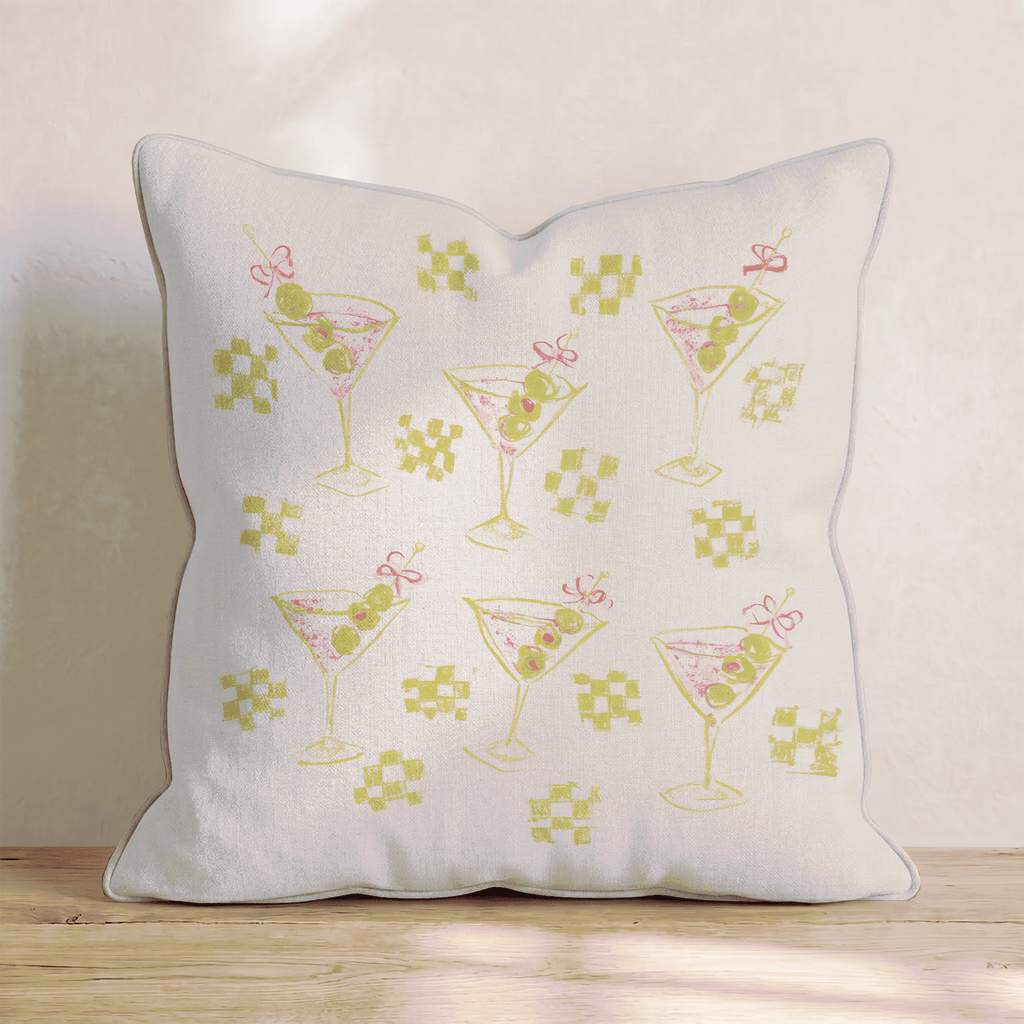 Checked Dirty Martinis Throw Pillow - Hillcroft Home