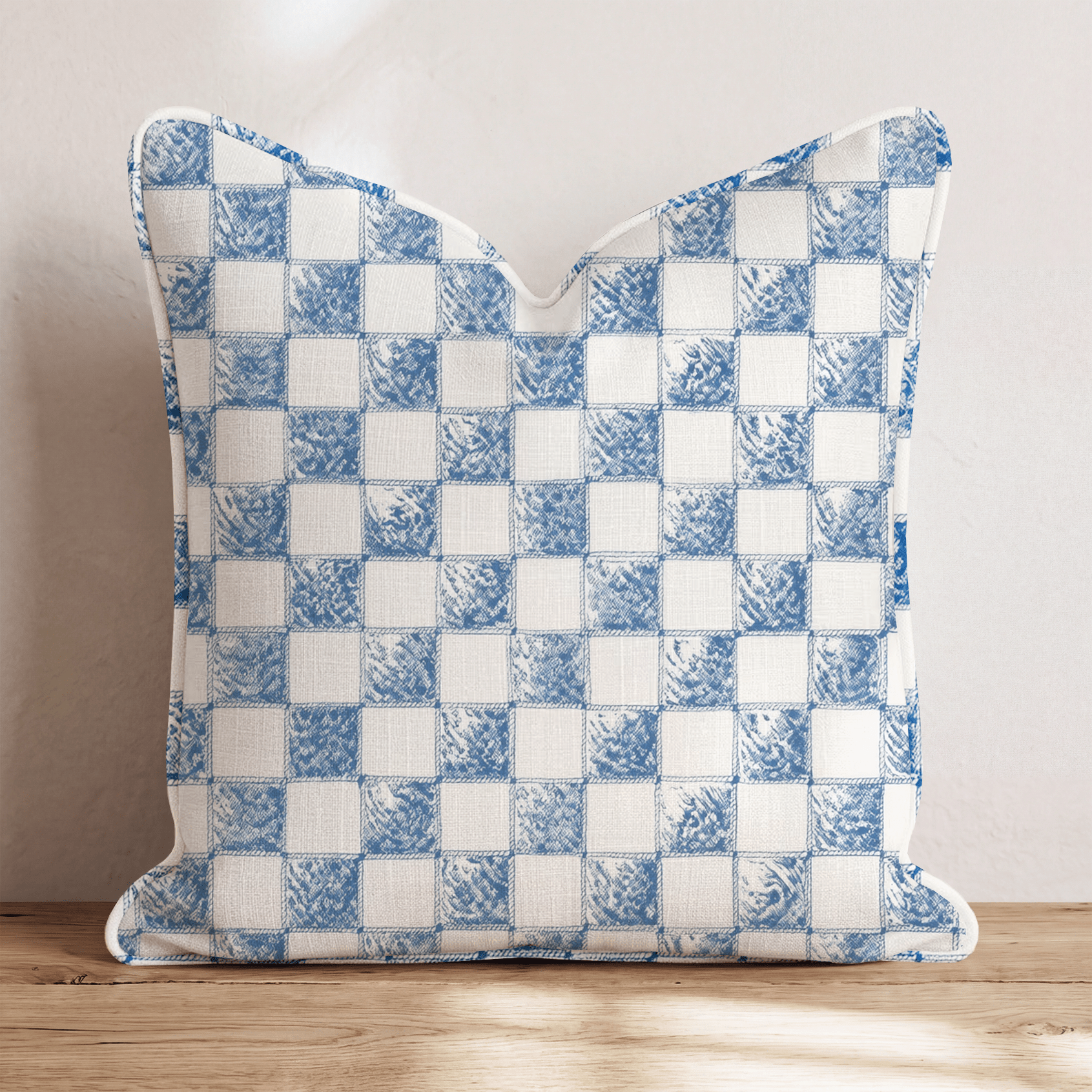 Checkered Toile Throw Pillow - Hillcroft Home