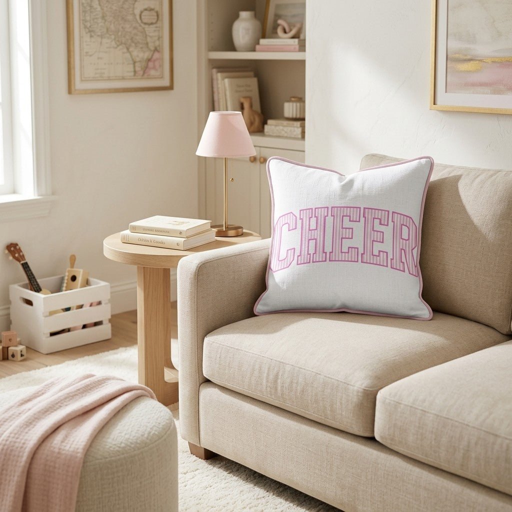Cheer Seersucker Pink Throw Pillow - Hillcroft Home