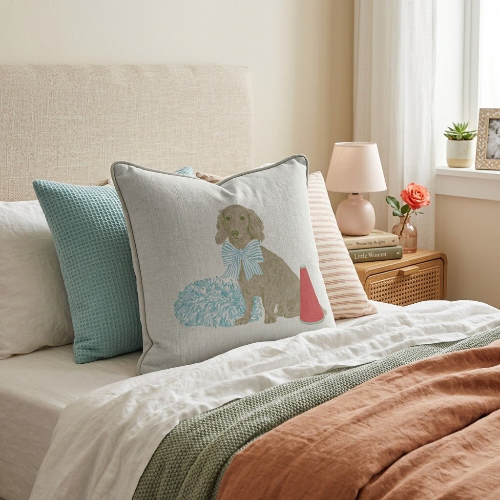 Cheerful Dachshund Throw Pillow - Hillcroft Home