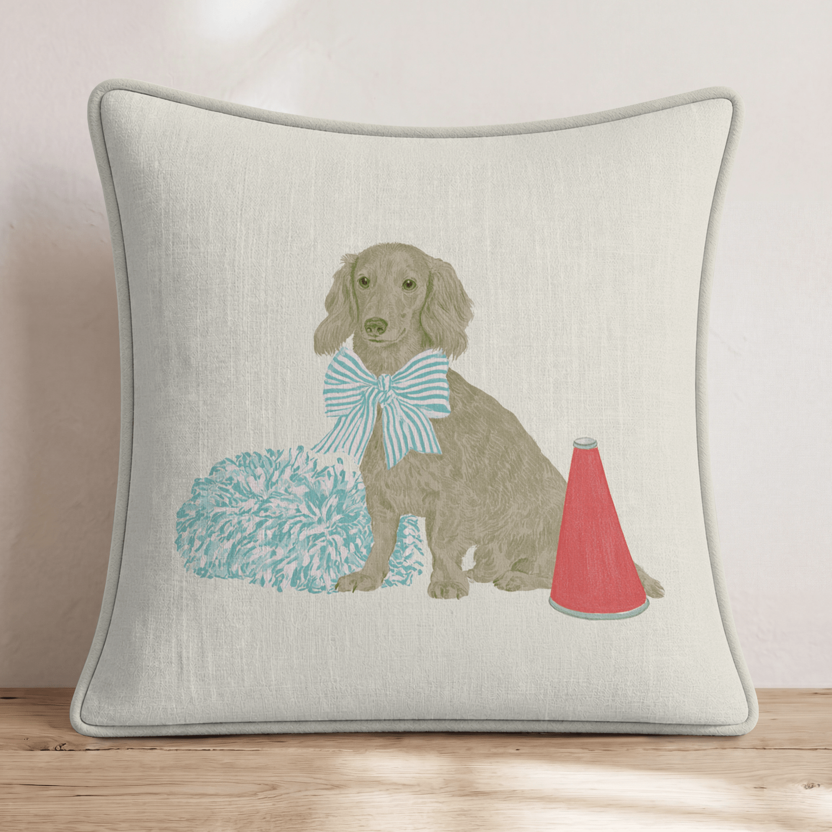 Cheerful Dachshund Throw Pillow - Hillcroft Home
