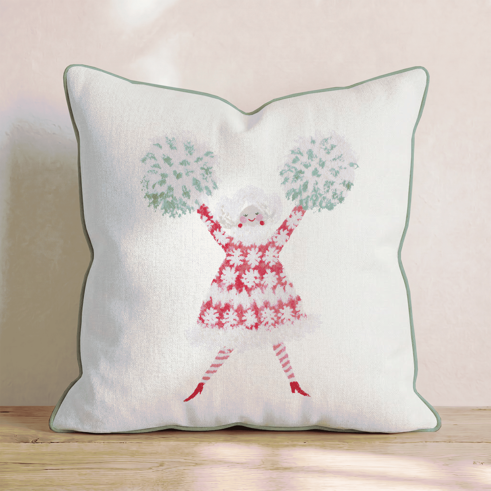 Cheerleader Claus Throw Pillow - Hillcroft Home