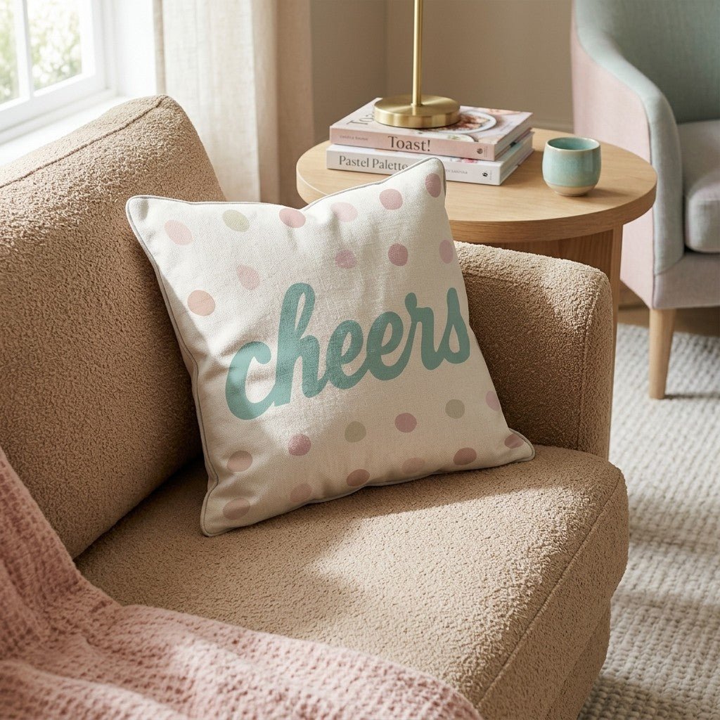 Cheers Script Flow Throw Pillow - Hillcroft Home
